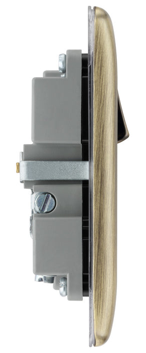 BG NAB21UAC18B Nexus Metal 13A Single Switched Power Socket + USB A+C (18W) - Antique Brass + Black Insert - westbasedirect.com