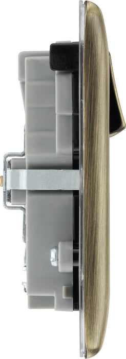 BG NAB22UAC22B Nexus Metal 13A Double Switched Power Socket + USB A+C (22W) - Antique Brass + Black Insert - westbasedirect.com
