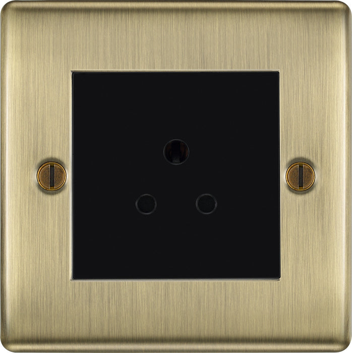 BG NAB28B Nexus Metal Unswitched Round Pin Socket 2A - Black Insert - Antique Brass - westbasedirect.com