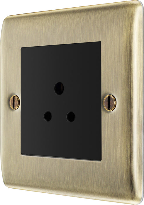 BG NAB28B Nexus Metal Unswitched Round Pin Socket 2A - Black Insert - Antique Brass - westbasedirect.com