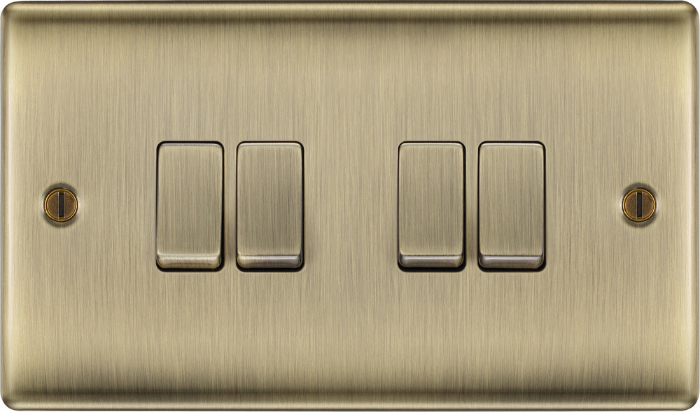 BG NAB44 Nexus Metal Quad Light Switch 10A - Antique Brass - westbasedirect.com