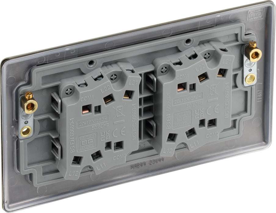 BG NAB44 Nexus Metal Quad Light Switch 10A - Antique Brass - westbasedirect.com