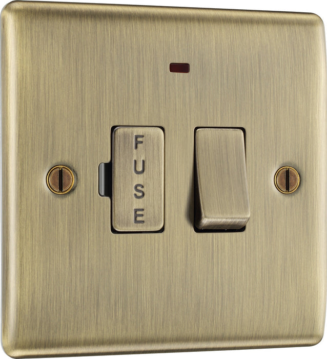 BG NAB52 Nexus Metal Switched Spur + Neon 13A - Antique Brass - westbasedirect.com