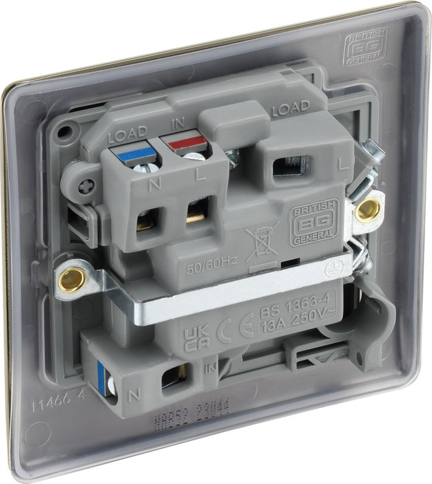 BG NAB52 Nexus Metal Switched Spur + Neon 13A - Antique Brass - westbasedirect.com