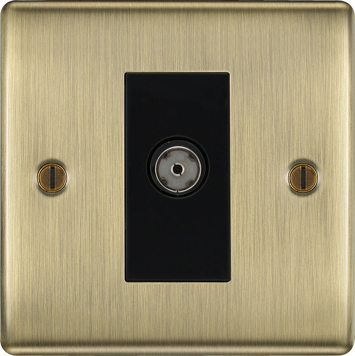 BG NAB62 Nexus Metal Isolated TV Aerial Socket - Black Insert - Antique Brass - westbasedirect.com