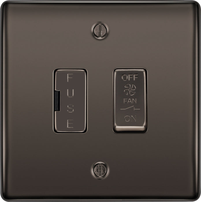 BG NBN15F Nexus Metal Triple Pole Fused Fan Isolator Switch 10A - Black Nickel - westbasedirect.com