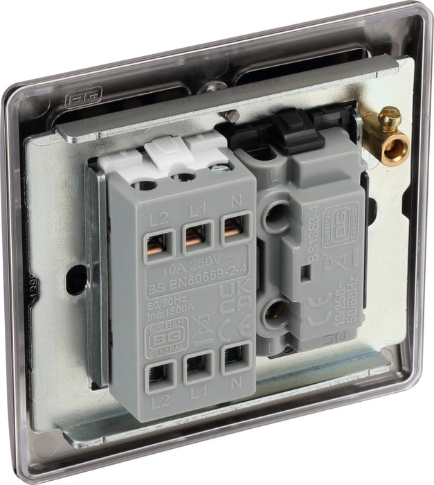 BG NBN15F Nexus Metal Triple Pole Fused Fan Isolator Switch 10A - Black Nickel - westbasedirect.com