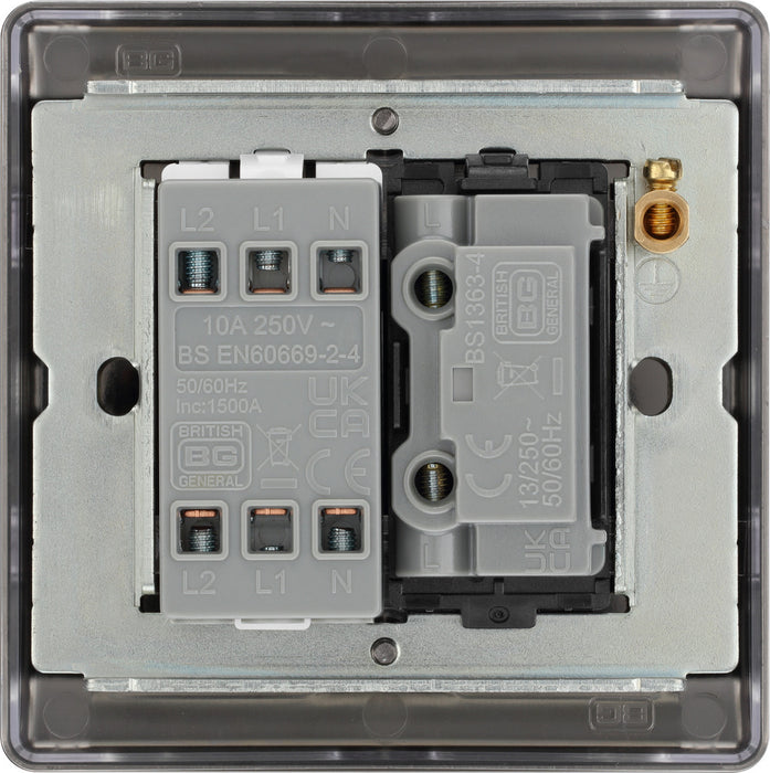 BG NBN15F Nexus Metal Triple Pole Fused Fan Isolator Switch 10A - Black Nickel - westbasedirect.com