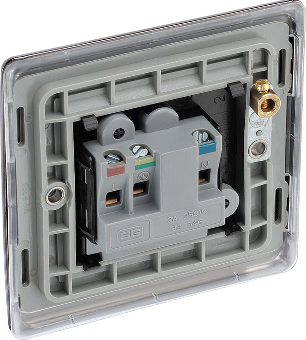 BG NBN28B Nexus Metal Unswitched Round Pin Socket 2A - Black Insert - Black Nickel - westbasedirect.com