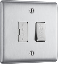 BG NBS15F Nexus Metal Triple Pole Fused Fan Isolator Switch 10A - Brushed Steel