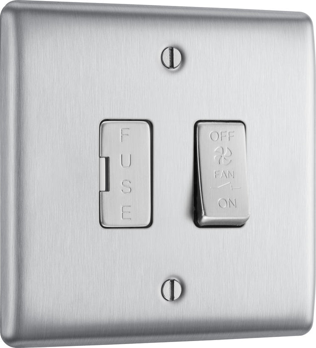 BG NBS15F Nexus Metal Triple Pole Fused Fan Isolator Switch 10A - Brushed Steel - westbasedirect.com