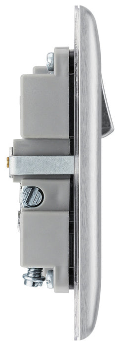 BG NBS21U2B Nexus Metal Single Socket + 2x USB /Black Insert - Brushed Steel - westbasedirect.com