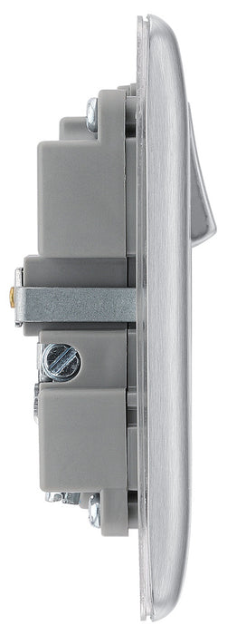 BG NBS21U2G Nexus Metal Single Socket + 2x USB - Grey Insert - Brushed Steel - westbasedirect.com