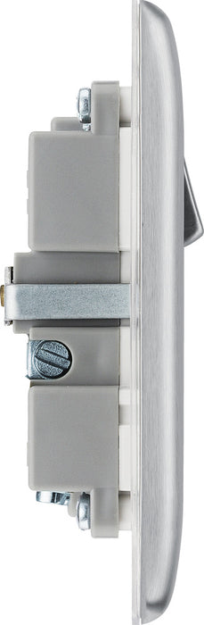 BG NBS21U2W Nexus Metal Single Socket + 2x USB - White Insert - Brushed Steel - westbasedirect.com