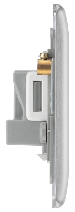 BG NBS29W Nexus Metal Unswitched Round Pin Socket 5A - White Insert - Brushed Steel - westbasedirect.com