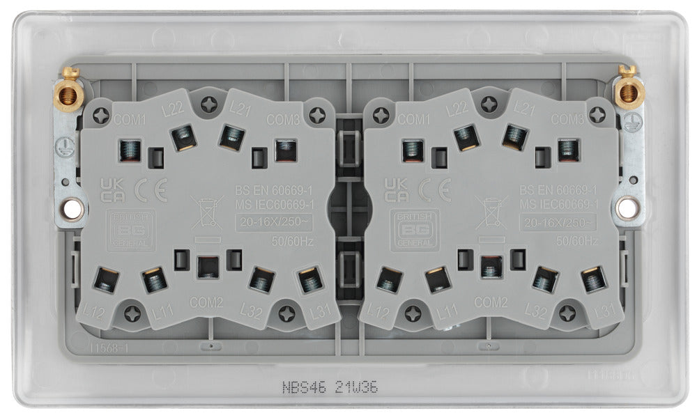 BG NBS46 Nexus Metal 10AX 2-Way 6 Gang Light Switch - Brushed Steel - westbasedirect.com