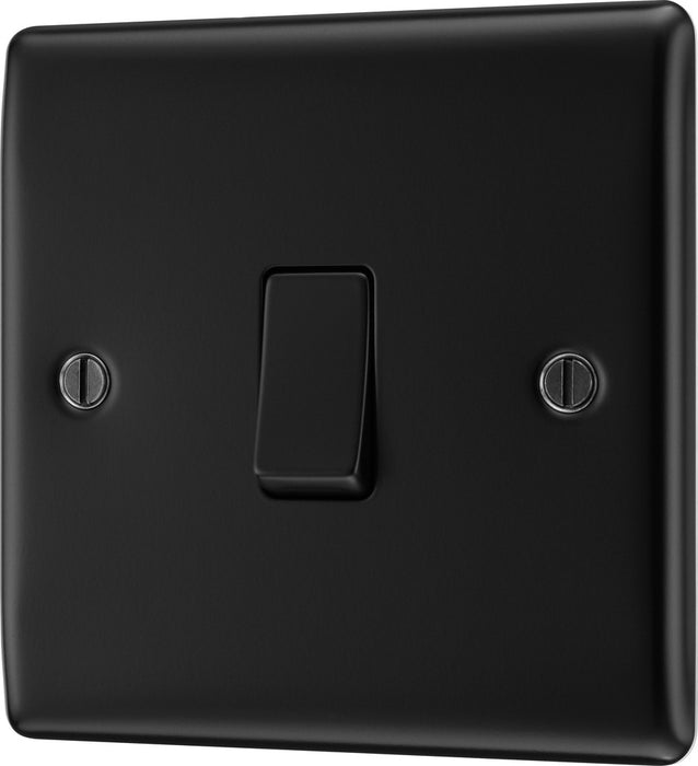 BG NFB12 Nexus Metal Single Light Switch 10A - Matt Black + Black Rocker - westbasedirect.com