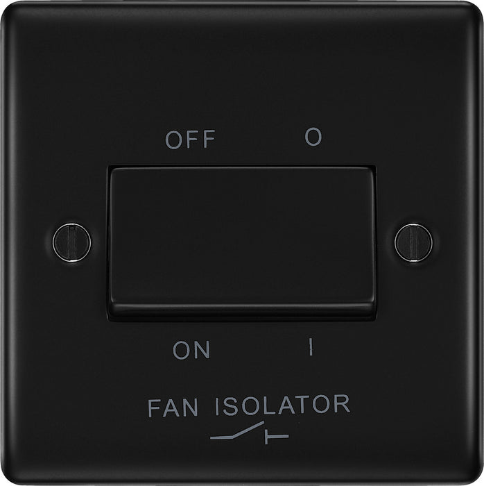 BG NFB15 Nexus Metal Fan Isolator Switch TP 10A - Matt Black + Black Rocker - westbasedirect.com