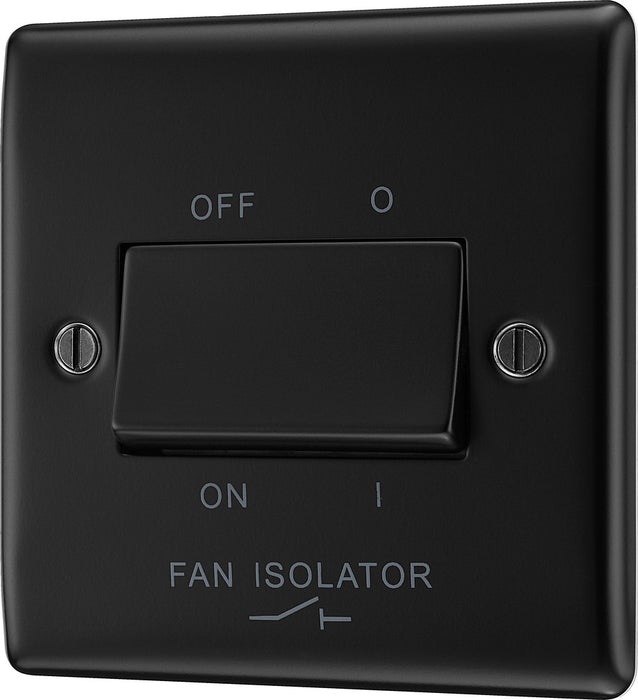 BG NFB15 Nexus Metal Fan Isolator Switch TP 10A - Matt Black + Black Rocker - westbasedirect.com