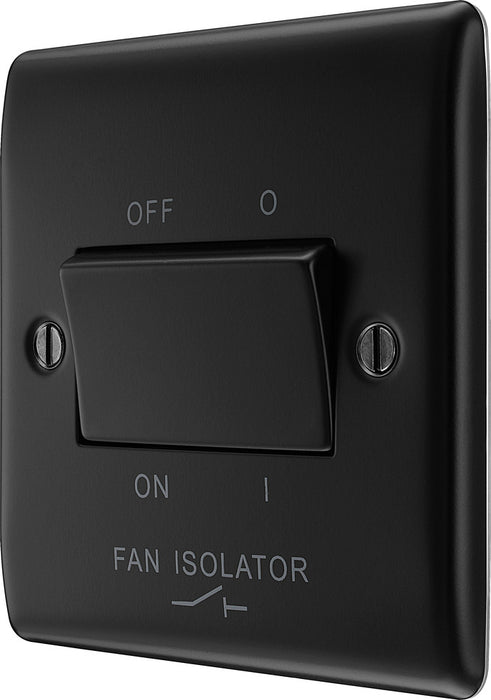 BG NFB15 Nexus Metal Fan Isolator Switch TP 10A - Matt Black + Black Rocker - westbasedirect.com