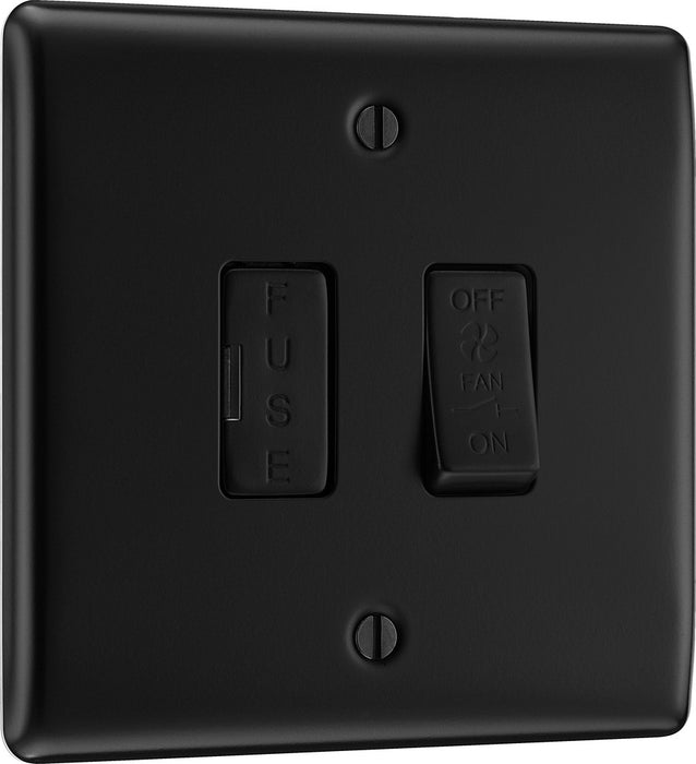 BG NFB15F Nexus Metal Triple Pole Fused Fan Isolator Switch 10A - Matt Black + Black Rocker - westbasedirect.com