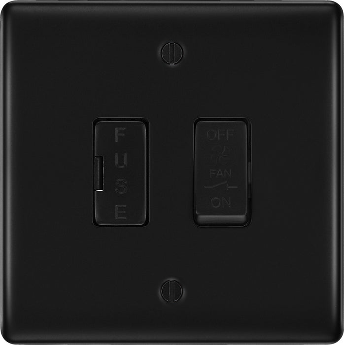 BG NFB15F Nexus Metal Triple Pole Fused Fan Isolator Switch 10A - Matt Black + Black Rocker - westbasedirect.com