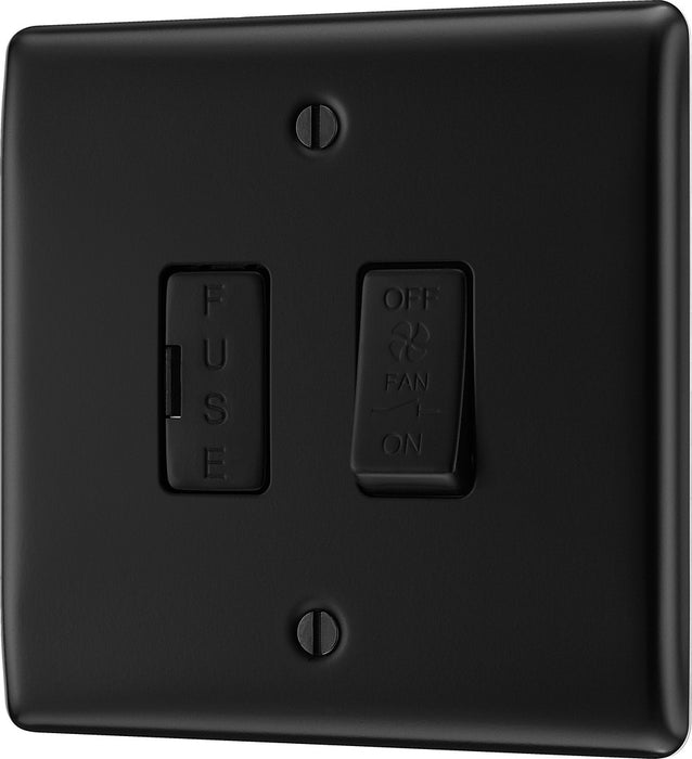BG NFB15F Nexus Metal Triple Pole Fused Fan Isolator Switch 10A - Matt Black + Black Rocker - westbasedirect.com