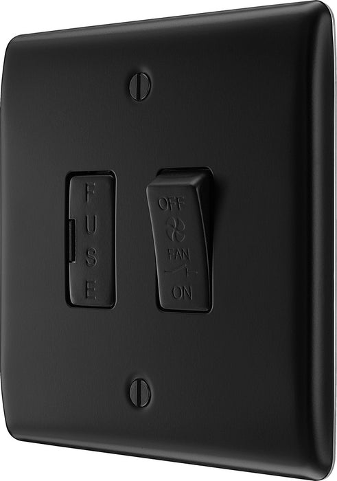 BG NFB15F Nexus Metal Triple Pole Fused Fan Isolator Switch 10A - Matt Black + Black Rocker - westbasedirect.com