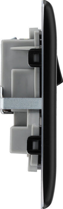 BG NFB22B Nexus Metal Double Socket 13A - Black Insert - Matt Black + Black Rocker - westbasedirect.com