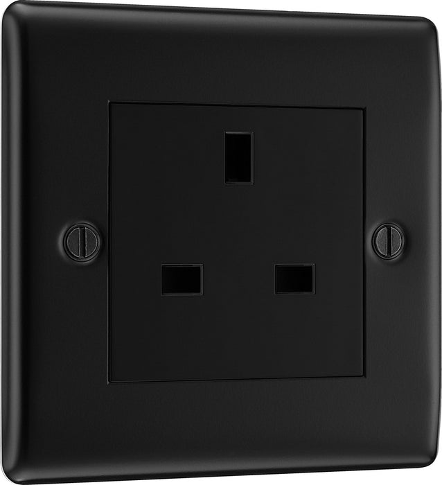 BG NFB23B Nexus Metal 1G 13A Unswitched Socket - Black Insert - Matt Black + Black Rocker - westbasedirect.com