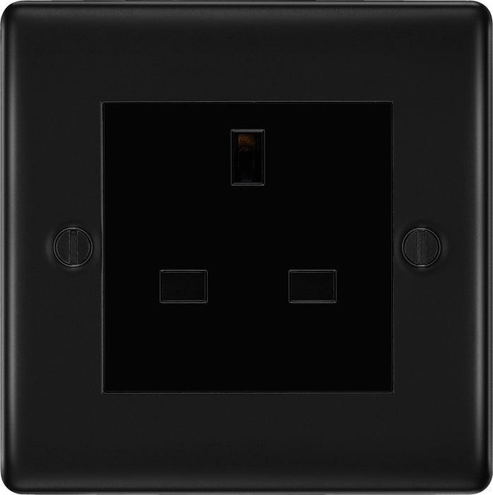 BG NFB23B Nexus Metal 1G 13A Unswitched Socket - Black Insert - Matt Black + Black Rocker - westbasedirect.com