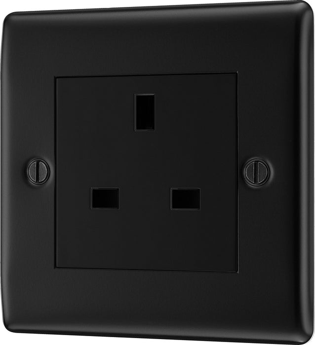 BG NFB23B Nexus Metal 1G 13A Unswitched Socket - Black Insert - Matt Black + Black Rocker - westbasedirect.com