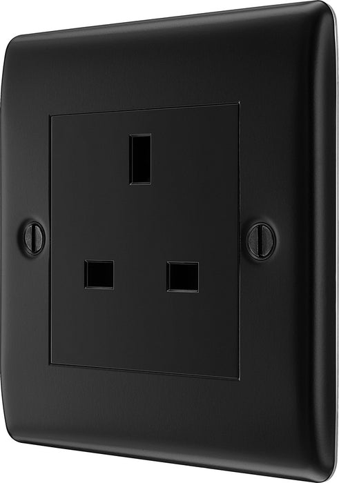 BG NFB23B Nexus Metal 1G 13A Unswitched Socket - Black Insert - Matt Black + Black Rocker - westbasedirect.com
