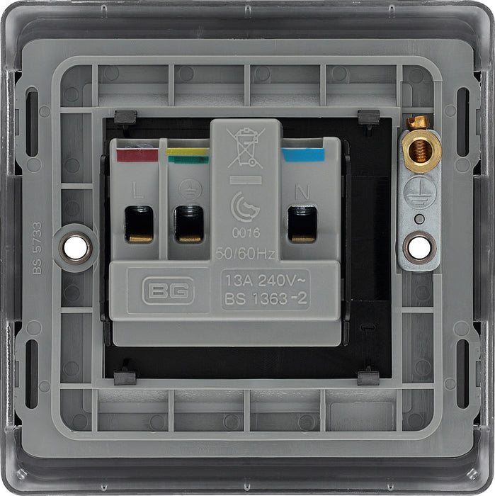 BG NFB23B Nexus Metal 1G 13A Unswitched Socket - Black Insert - Matt Black + Black Rocker - westbasedirect.com