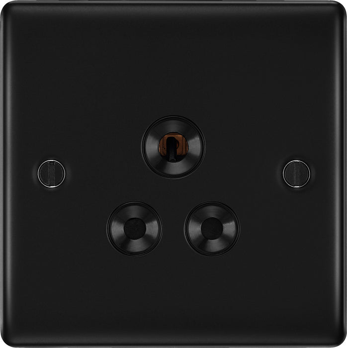 BG NFB29B Nexus Metal Unswitched Round Pin Socket 5A - Black Insert - Matt Black - westbasedirect.com