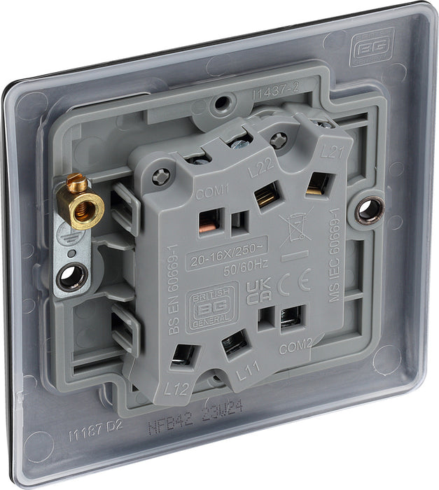 BG NFB42 Nexus Metal Double Light Switch 10A - Matt Black + Black Rocker - westbasedirect.com