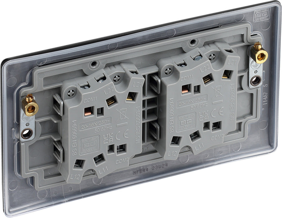 BG NFB44 Nexus Metal Quad Light Switch 10A - Matt Black + Black Rocker - westbasedirect.com