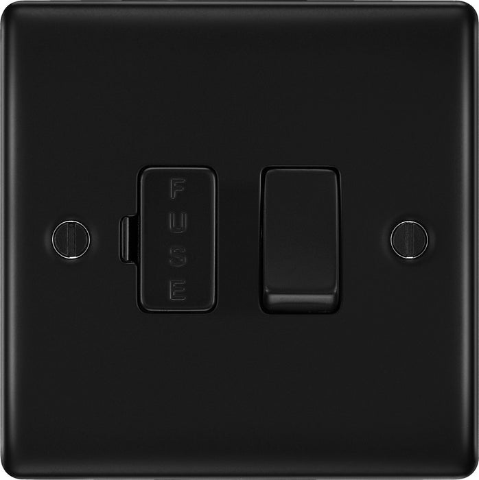 BG NFB50 Nexus Metal Switched Spur 13A - Matt Black + Black Rocker - westbasedirect.com