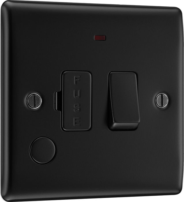 BG NFB53 Nexus Metal Switched Spur + Neon + Cable Outlet - Matt Black + Black Rocker - westbasedirect.com