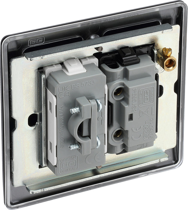BG NFB55 Nexus Metal Unswitched Spur + Cable Outlet - Matt Black + Black Rocker - westbasedirect.com