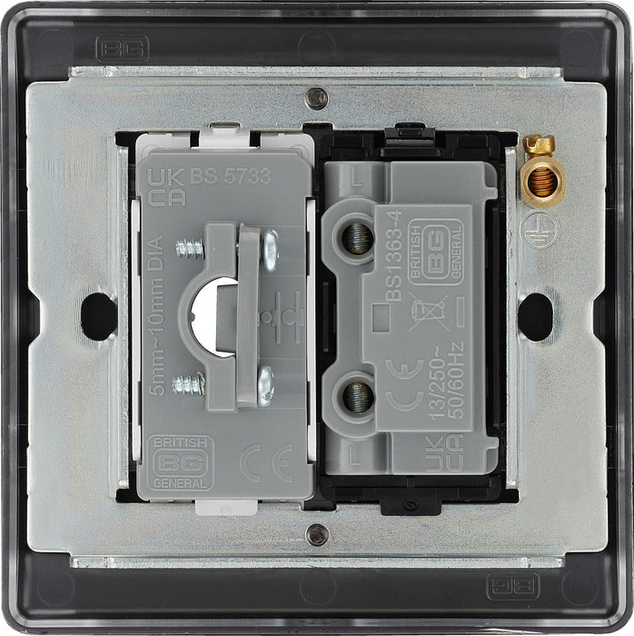 BG NFB55 Nexus Metal Unswitched Spur + Cable Outlet - Matt Black + Black Rocker - westbasedirect.com