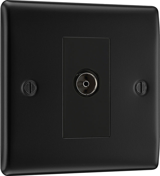 BG NFB62 Nexus Metal Isolated TV Aerial Socket - Matt Black + Black Rocker - westbasedirect.com