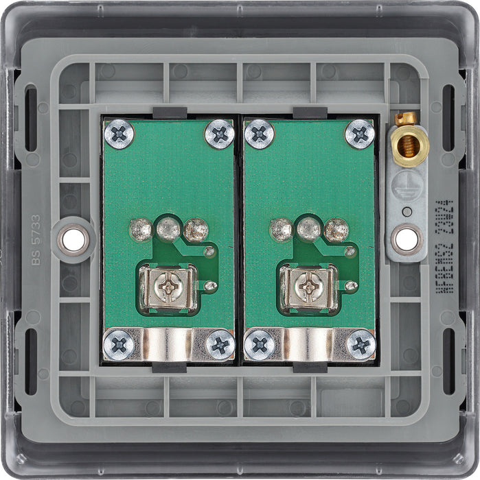 BG NFB63 Nexus Metal Isolated Double TV Aerial Socket - Black Insert - Matt Black + Black Rocker - westbasedirect.com
