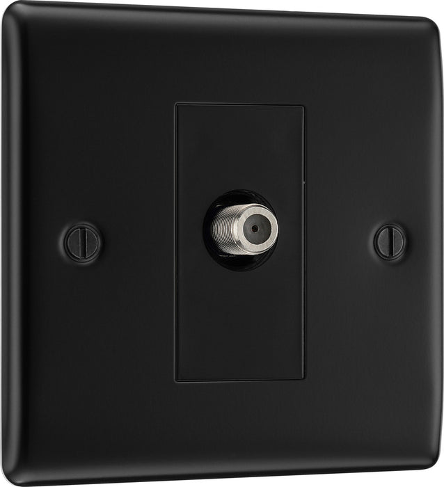 BG NFB64 Nexus Metal 1 Gang Satellite Socket - Matt Black + Black Rocker - westbasedirect.com