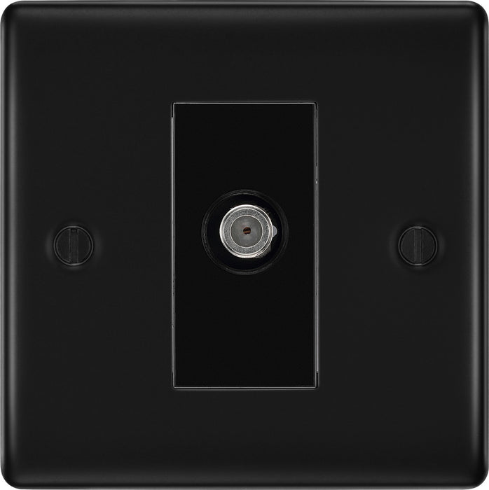 BG NFB64 Nexus Metal 1 Gang Satellite Socket - Matt Black + Black Rocker - westbasedirect.com