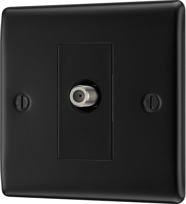 BG NFB64 Nexus Metal 1 Gang Satellite Socket - Matt Black + Black Rocker - westbasedirect.com