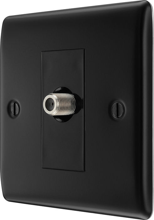 BG NFB64 Nexus Metal 1 Gang Satellite Socket - Matt Black + Black Rocker - westbasedirect.com