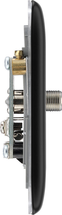 BG NFB65 Nexus Metal 2 Gang Satellite & Co-axial Socket - Black Insert - Matt Black + Black Rocker - westbasedirect.com