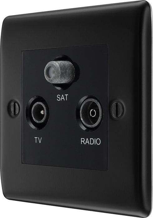 BG NFB67 Nexus Metal Triplex TV/FM/Sat Socket - Black Insert - Matt Black + Black Rocker - westbasedirect.com