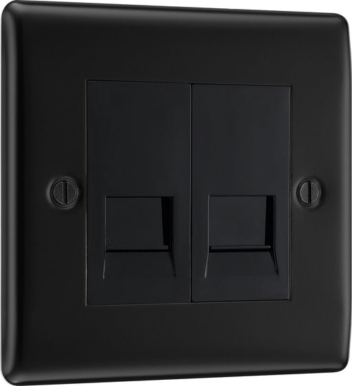 BG NFBBTM2 Nexus Metal Double Master Telephone Socket - Matt Black + Black Rocker - westbasedirect.com